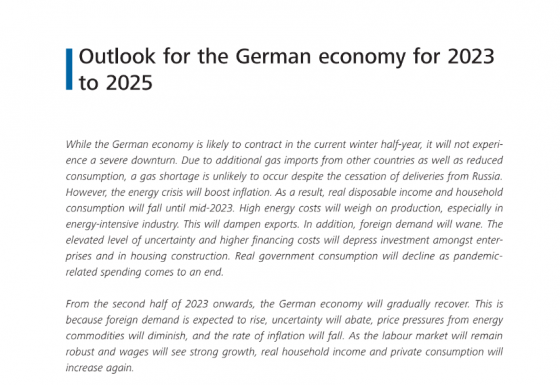 Outlook for the German economy for 2023 to 2025 