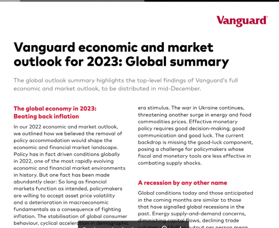 Vanguard economic and market outlook for 2023: Global summary 