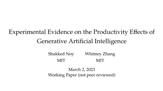 Experimental Evidence on the Productivity Effects of Generative Artificial Intelligence 