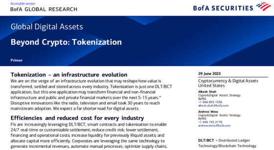 BofA - Beyond Crypto: Tokenization, June 2023 