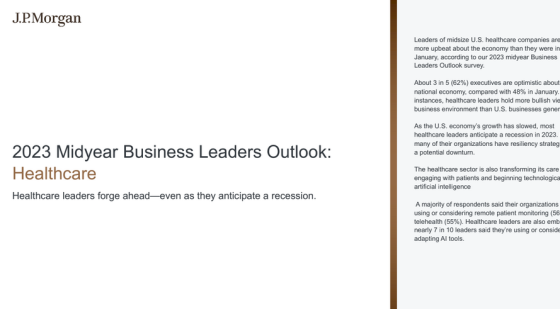 JP Morgan - Business Leaders Outlook, Healthcare, 2023 
