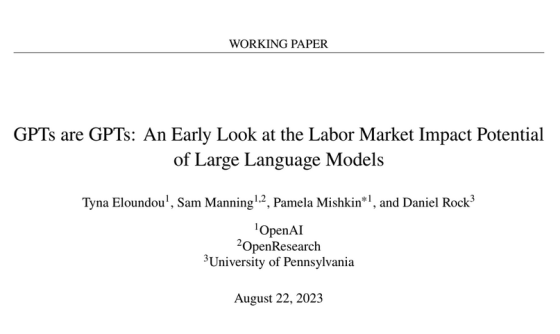An Early Look at the Labor Market Impact Potential of Large Language Models 