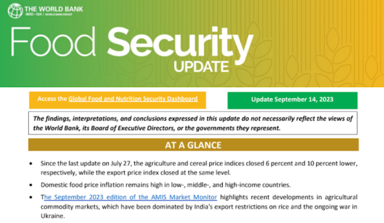 World Bank – Food Security, Sep 2023 