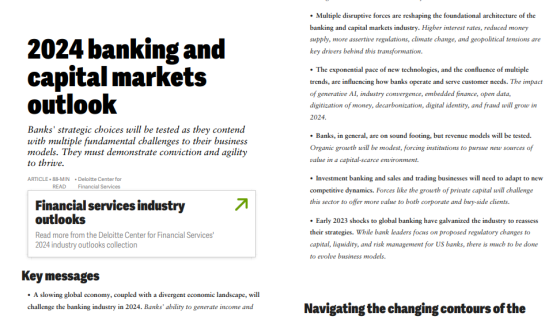 Deloitte – Banking & Capital Markets Outlook, 2024 