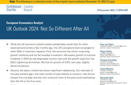 Goldman Sachs – UK Economics, 2024 