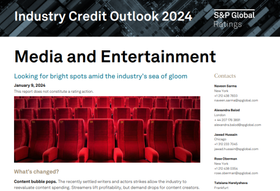 S&P Global – Media Entertainment Credit Outlook, 2024 