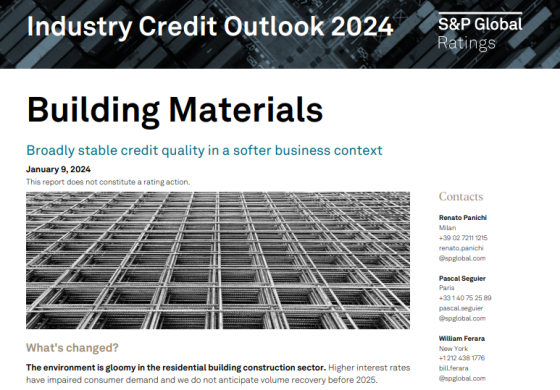 S&P Global – Building Materials Credit Outlook, 2024 