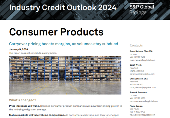 S&P Global – Consumer Products Credit Outlook, 2024 