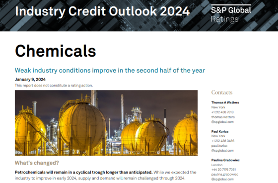 S&P Global – Chemicals Credit Outlook, 2024 