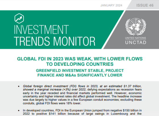 UNCTAD – Investment Trends Monitor, Jan 2024 