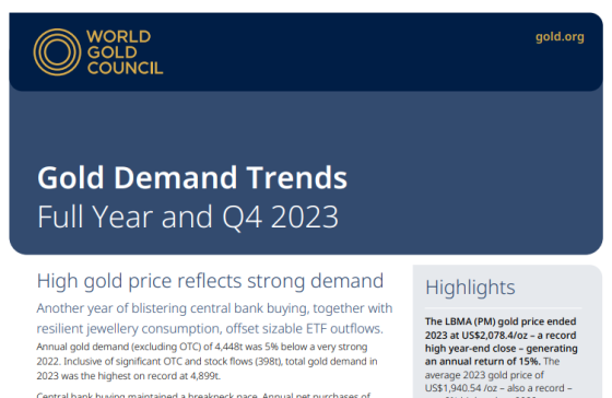 WGC – Gold Demand Trends, 4Q 2023 