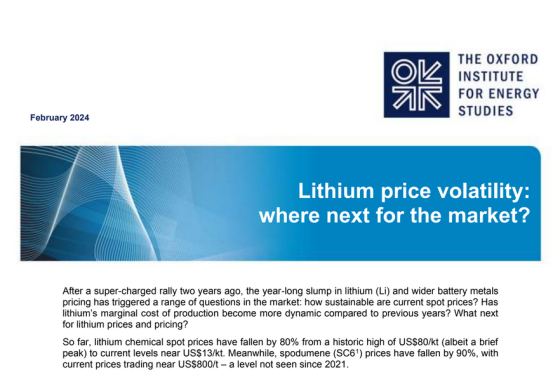 Oxford – Lithium Price Volatility, Feb 2024 