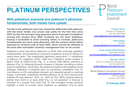 WPIC – Platinum Perspectives, Feb 2024 