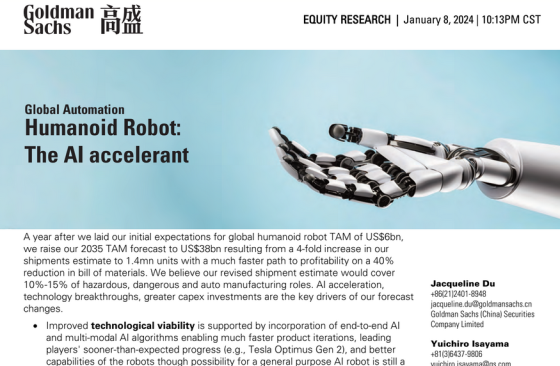 Goldman Sachs – Humanoid Robot, Jan 2024 