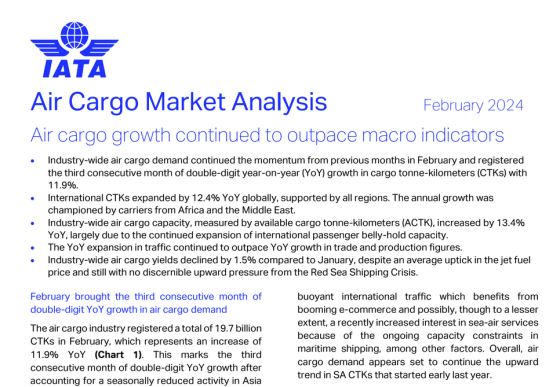 IATA – Air Cargo Market Analysis, Feb 2024 