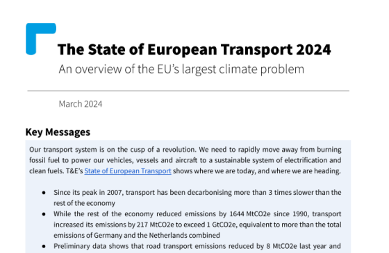 Transport Enviroment – The State of European Transport, 2024 