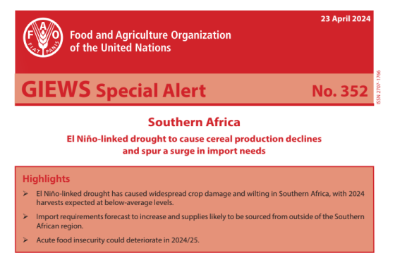 FAO – Southern Africa Grains, 2024 