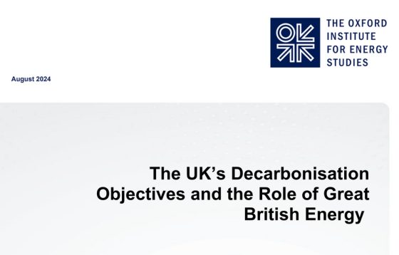 Oxford – The UK's Decarbonisation Objectives and the Role of Great 