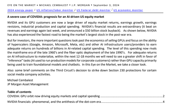 J.P Morgan – Prognosis for an AI-driven US equity market 