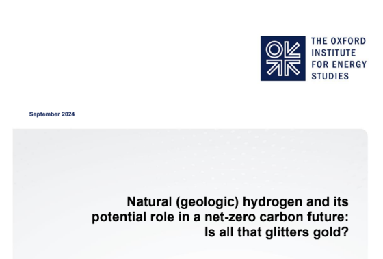 Oxford – Natural (geologic) hydrogen and its potential role in a net-zero carbon future 