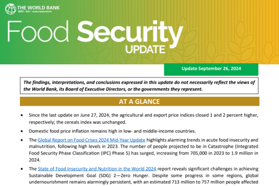 WorldBank – Food Security Update, Sep 2024 