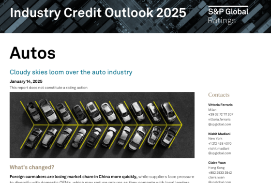 S&P Global – Autos Industry Credit Outlook, 2025 