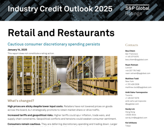 S&P Global – Retail and Restaurants Credit Outlook 2025 