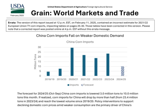 USDA – Grain. World Markets and Trades, Feb 2025 