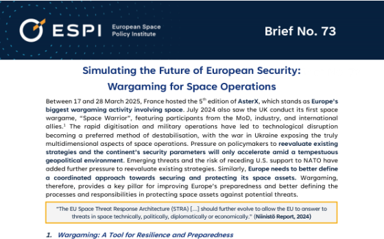 ESPI – Simulating the Future of European Security: Wargaming for Space Operations 