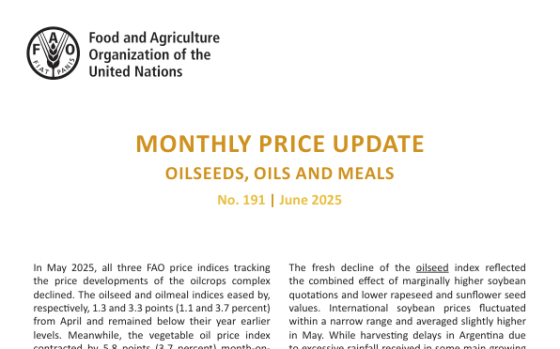 FAO – Monthly Price Update Oilseeds, Oils and Meals, Jun 2025 