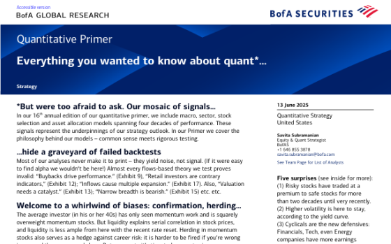 BofA Securities – Quantitative Primer: Everything You Wanted to Know 