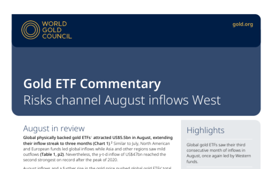 World Gold Council – Gold ETF Commentary, Aug 2025 