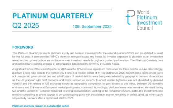 WPIC – Platinum Quarterly, Q2 2025 