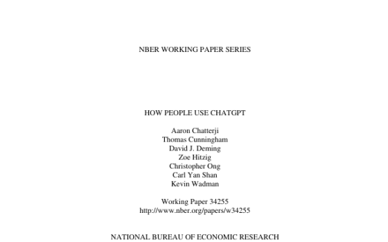 NBER – How People Use ChatGPT 