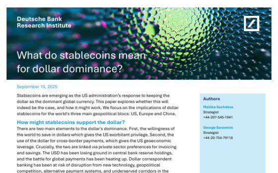 Deutsche Bank – What Do Stablecoins Mean for Dollar Dominance, Sep 2023 
