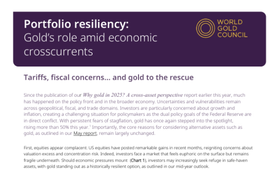 World Gold Council – Portfolio Resiliency: Gold’s Role Amid Economic Crosscurrents 