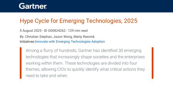 Gartner – Hype Cycle for Emerging Technologies, 2025, Gartner, Ноябрь ...