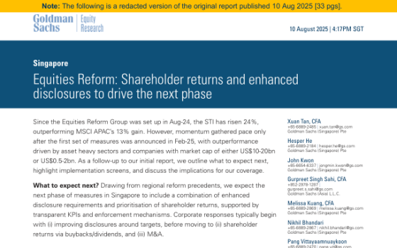 Goldman Sachs – Singapore Equities Reform 