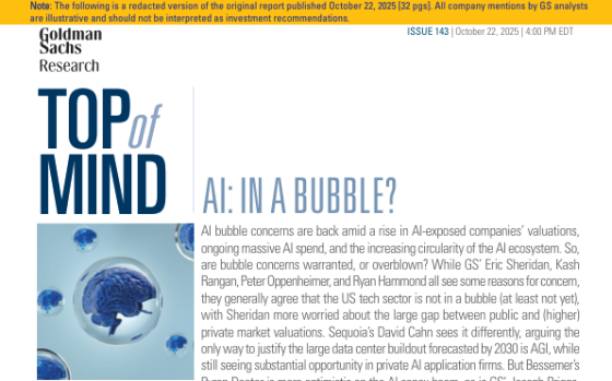 Goldman Sachs – AI in a Bubble, Oct 2025 