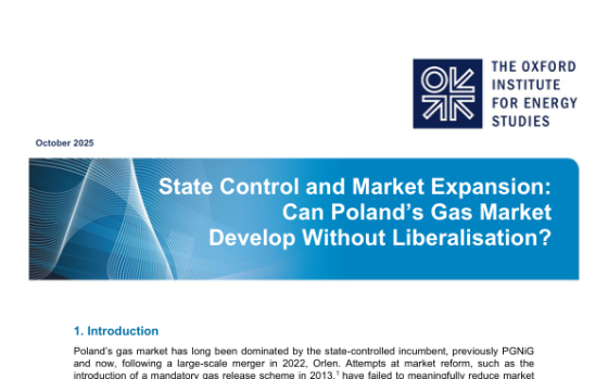 OIES – State Control and Market Expansion: Can Poland’s Gas Market Develop Without Liberalisation 