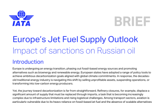 IATA – Europe’s Jet Fuel Supply Outlook 