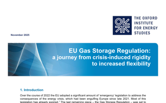 OIES – EU Gas Storage Regulation: A Journey from Crisis-Induced Rigidity to Increased Flexibility 
