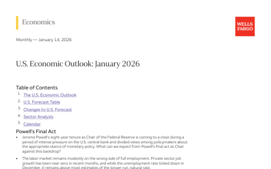 Wells Fargo – U.S. Economic Outlook, Jan 2026 