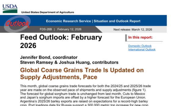 USDA – Feed Outlook, Feb 2026 