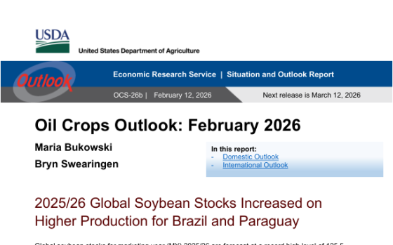USDA – Oil Crops Outlook, Feb 2026 