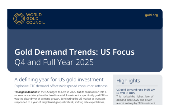 WGC – Gold Demand Trends: US Focus Q4 and Full Year 2025 