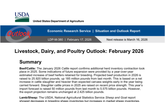 USDA – Livestock, Dairy, and Poultry Outlook, Feb 2026 