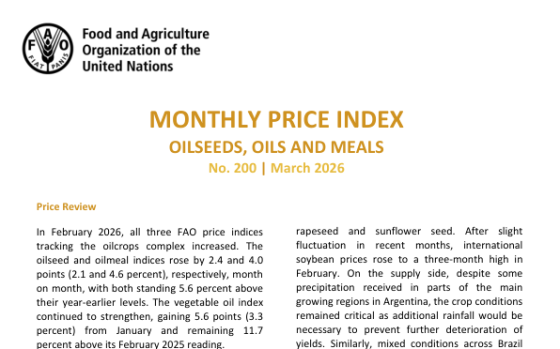 FAO – Monthly Price Index Oilseeds, Oils and Meals, Mar 2026 