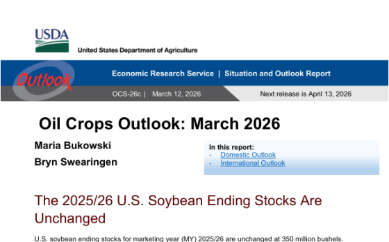 USDA – Oil Crops Outlook, Mar 2026 