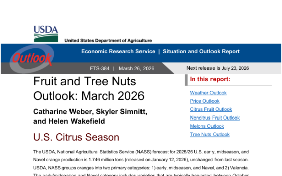 USDA – Fruit and Tree Nuts Outlook, Mar 2026 